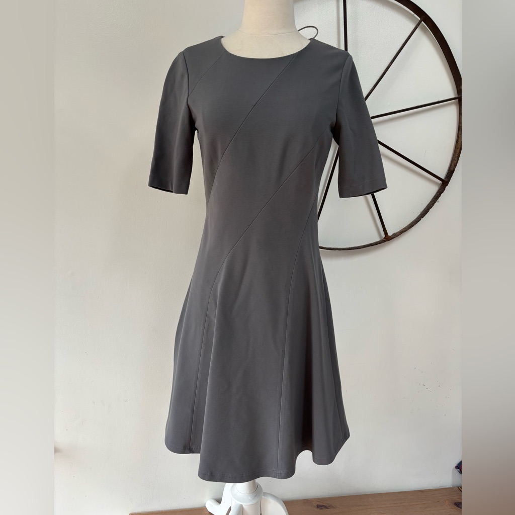 Lafayette 148 Grey A-Line Stretch Casual Knee Length Dress 2 $498